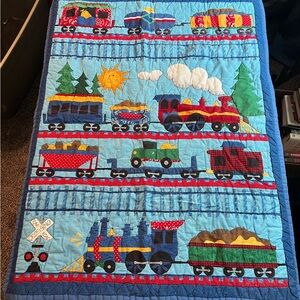 Vintage Train Themed Kids Quilt
